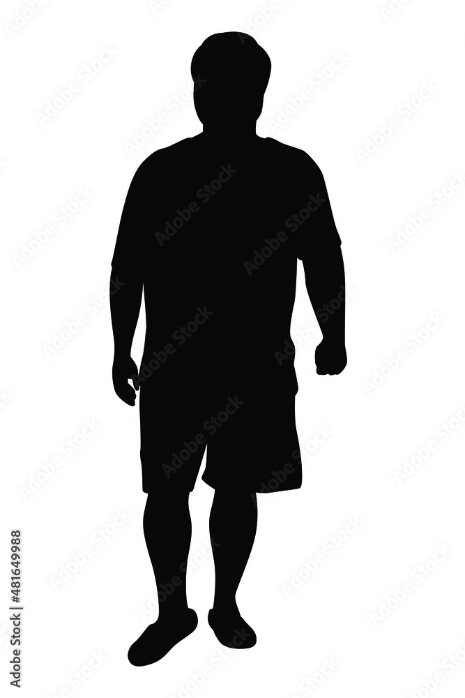 Fat man vector silhouette isolated on white background.