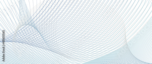 Blue, gray grid line art pattern. Information network concept. Intersecting lines. Creative design. Vector thin curves. White background. Abstract futuristic banner, landing page. EPS10 illustration