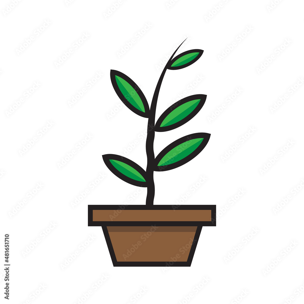plant design on a container, plant growing leaves, growing vector illustrator eps10 plant design on a container, plant growing leaves, growing vector illustrator eps10