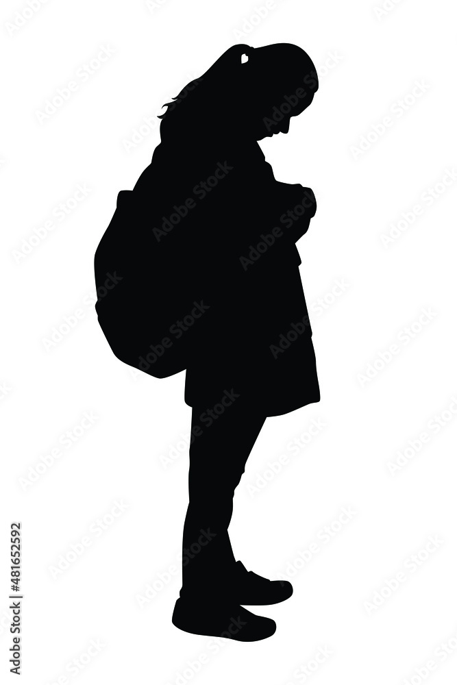 Young woman silhouette vector on white background