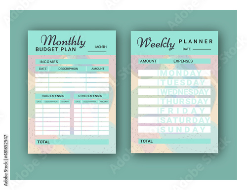 Personal budget planner. Ready to print, SMYK mode