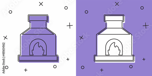 Set Blacksmith oven icon isolated on white and purple background. Vector