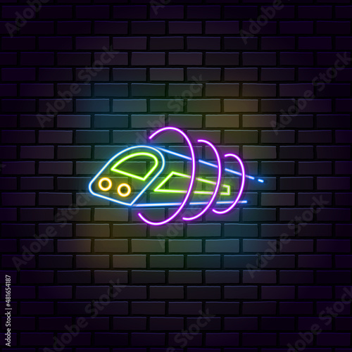 Speed neon icon modern high speed train emblem. Simple hyperloop element and high speed neon style vector icon
