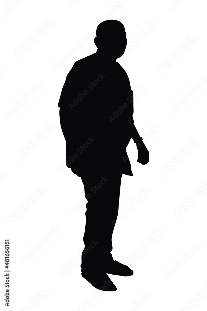 Old man silhouette vector isolated on white background Stock Vector ...