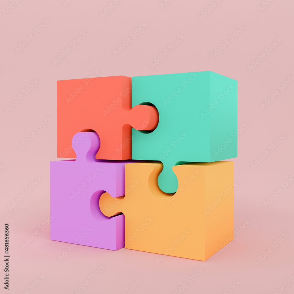 3D jigsaw puzzle isolated background with copy space use for banner. challenge to work, Teamwork and problem solving concepts. Team building for success, icon 3d rendering. 3D jigsaw puzzle isolated background with copy space use for banner. challenge to work, Teamwork and problem solving concepts. Team building for success, icon 3d rendering.