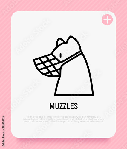 Dog muzzle thin line icon. Accessory for dog. Modern vector illustration for pet shop.