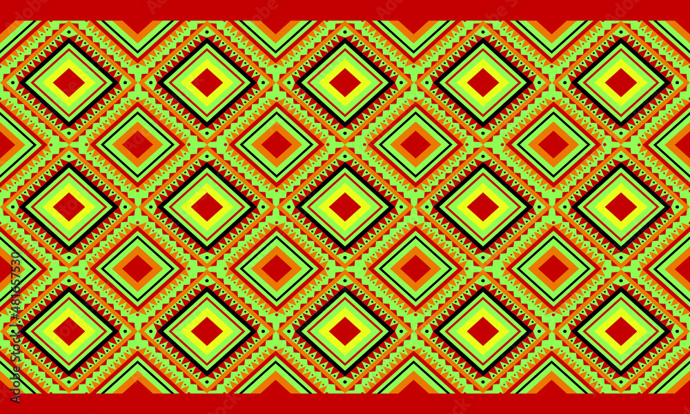 Pattern fabrics theme summer green red yellow orange