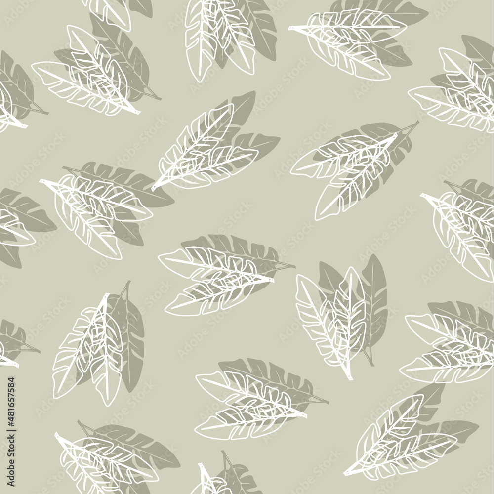 Tropical leafs pattern .Botanical Vector illustration. Tropical plants. Modern exotic design for paper, cover, fabric, interior decor. Exotic Rapport for Textile, Fabric