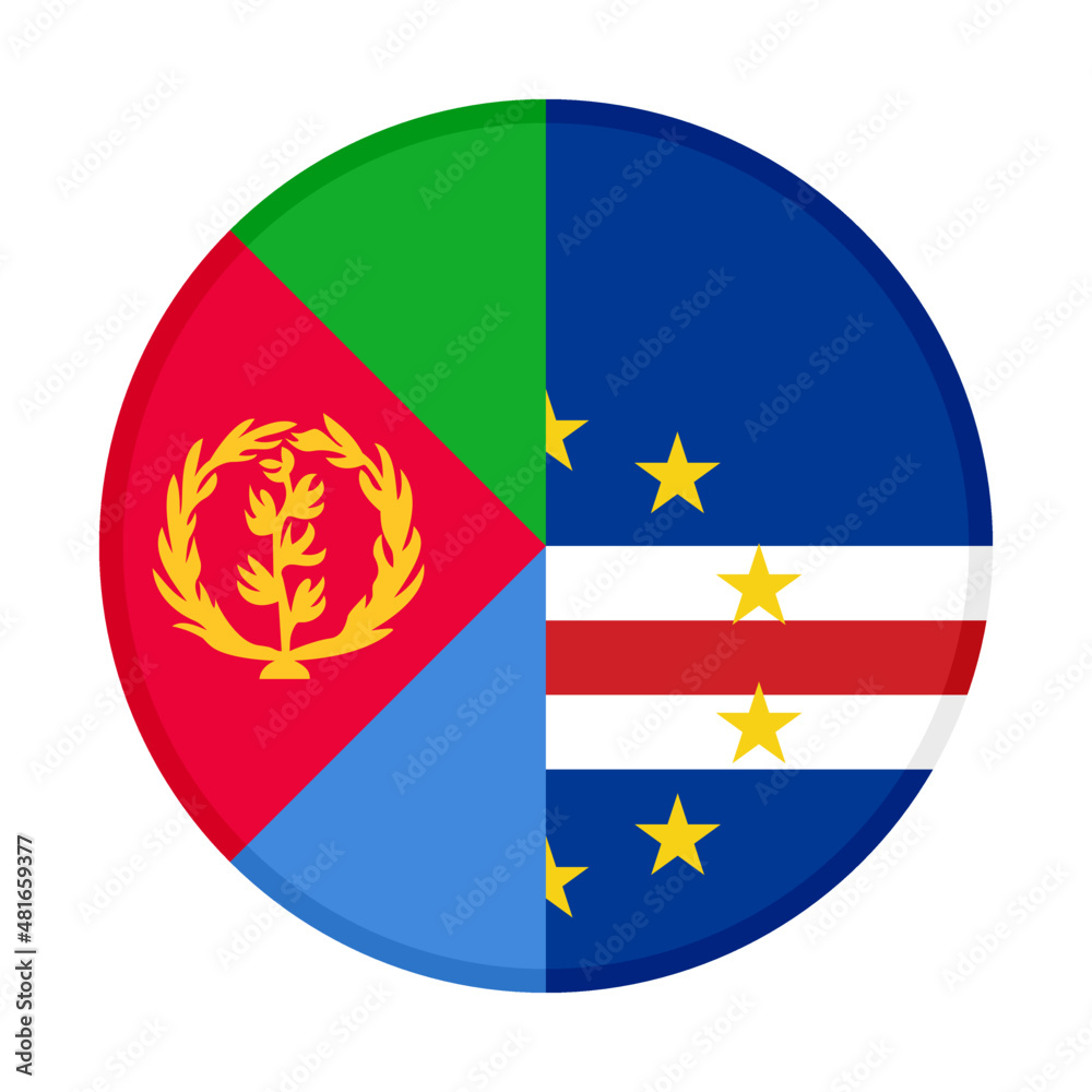round icon with eritrea and cape verde flags. vector illustration isolated on white background
