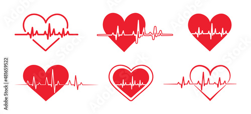 Heartbeat pulse. Heart rate pulse. Health medical symbol. Cardiogram. Heart rhythm ekg. Medical logo. Vector illustration.