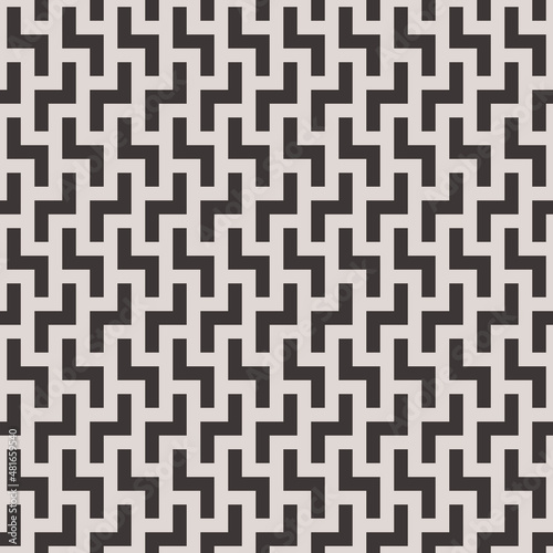 Zigzag Lines Geometric Seamless Background in Black and White Color. Vector Tileable pattern.