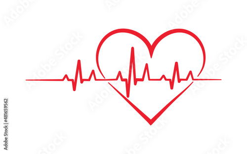Heartbeat pulse. Heart rate pulse. Health medical symbol. Cardiogram. Heart rhythm ekg. Medical logo. Vector illustration.