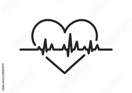 Heartbeat pulse. Heart rate pulse. Health medical symbol. Cardiogram. Heart rhythm ekg. Medical logo. Vector illustration.