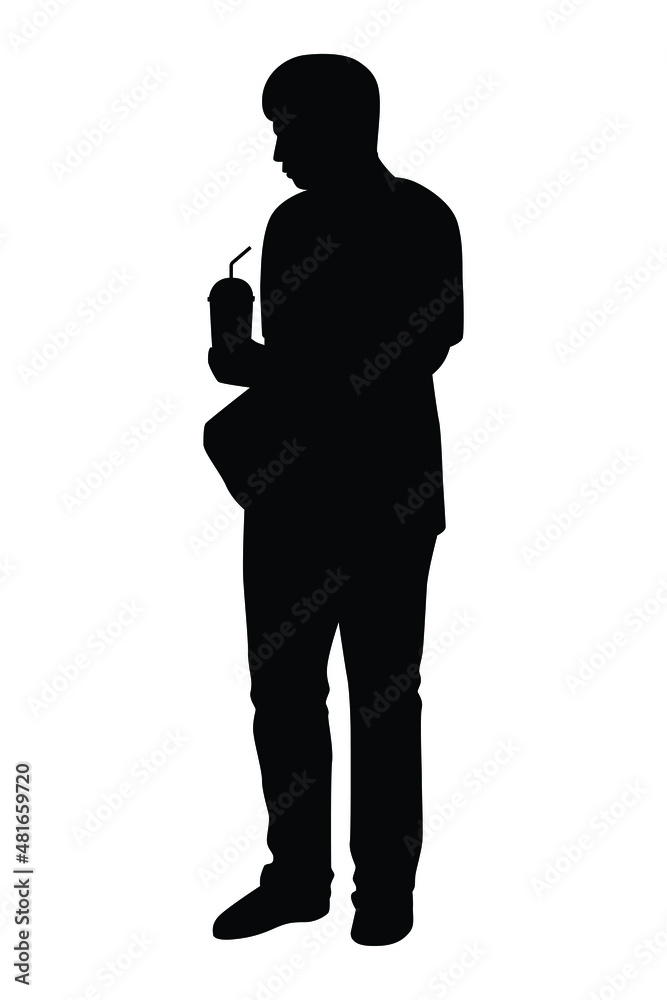 Young man silhouette vector isolated on white background