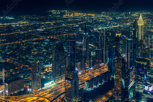 Dubai Skyline at night from Burj Khalifa