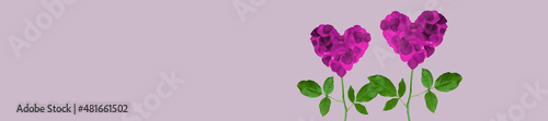 Valentine card. Panorama festive background for valentine's day. Floral pattern.