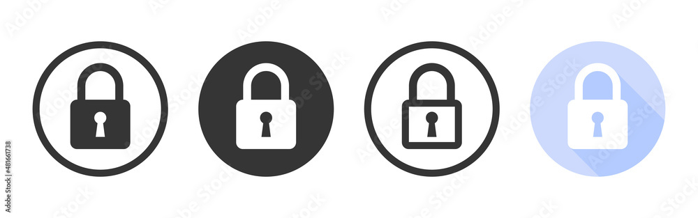 Lock icon set. Conceptual lock signs. Padlocks flat and linear style. Vector illustration Lock icon set. Conceptual lock signs. Padlocks flat and linear style. Vector illustration