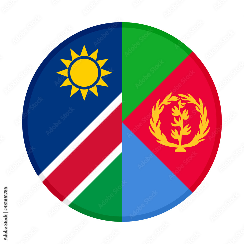 Fototapeta premium round icon with namibia and eritrea flags. vector illustration isolated on white background