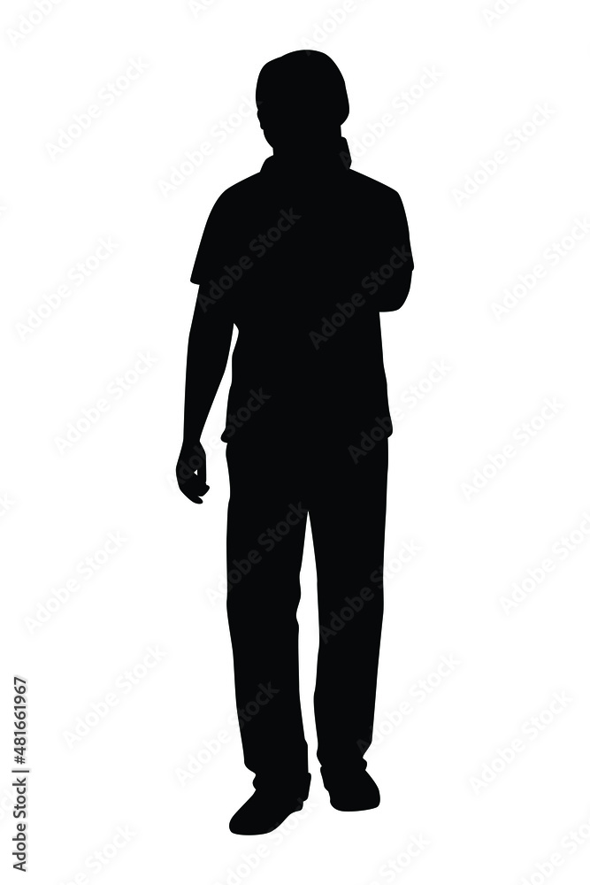 Young man silhouette vector isolated on white background