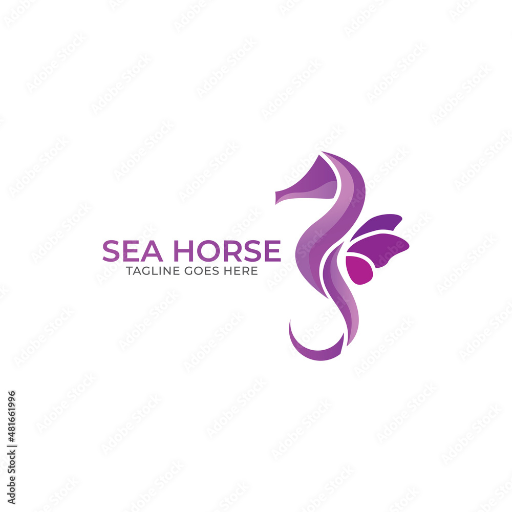 Seahorse and wave logo vector. Underwater design. Seahorse and wave logo vector. Underwater design.