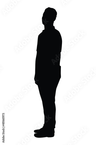 Young man silhouette vector isolated on white background