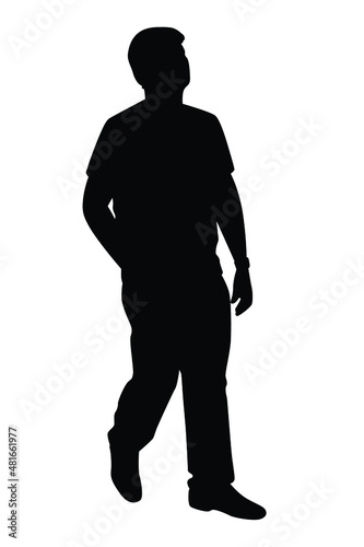 Young man silhouette vector isolated on white background