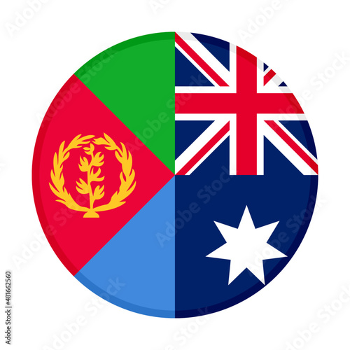 round icon with eritrea and australia flags. vector illustration isolated on white background