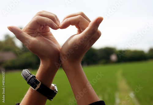 two hands shape like heart. Valentine Day