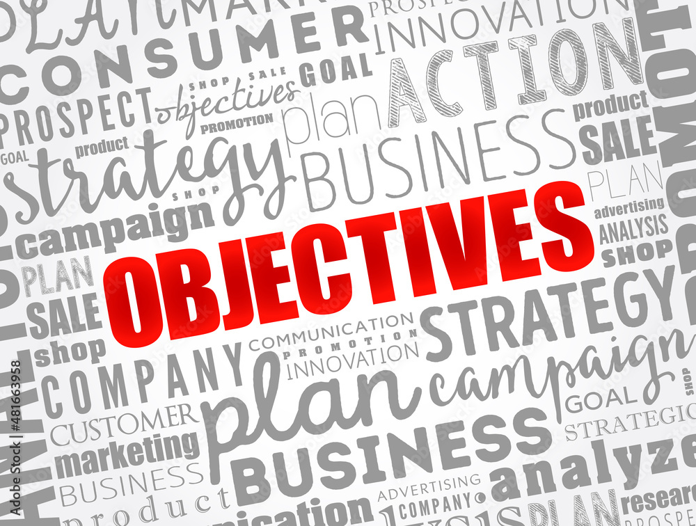 Objectives word cloud collage, business concept background Objectives word cloud collage, business concept background