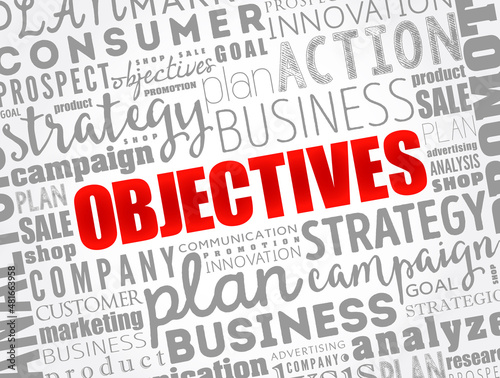 Objectives word cloud collage, business concept background