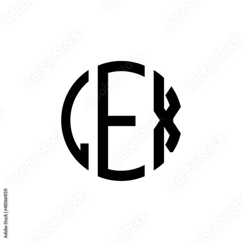 LEX letter logo design. LEX modern letter logo with black background. LEX creative  letter logo. simple and modern letter LEX logo template, LEX circle letter logo design with circle shape. LEX   photo