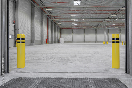 logistics hall new empty loading port entrence look inside photo