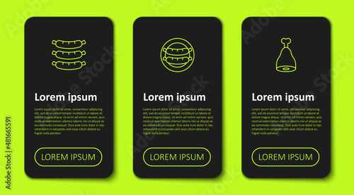 Set line Sausage, and Chicken leg. Business infographic template. Vector