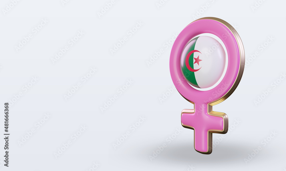 3d women day symbol Algeria flag rendering right view