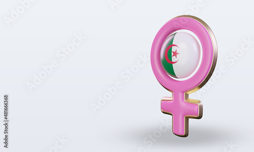 3d women day symbol Algeria flag rendering right view