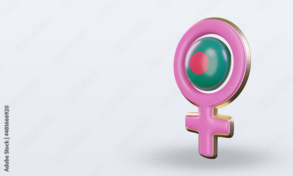 3d women day symbol Bangladesh flag rendering right view 3d women day symbol Bangladesh flag rendering right view