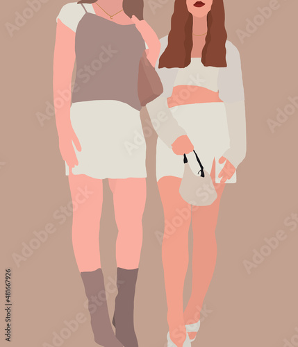 Two bestfriends looking stunning posing to camera isolated in white background. Fashion Concept.