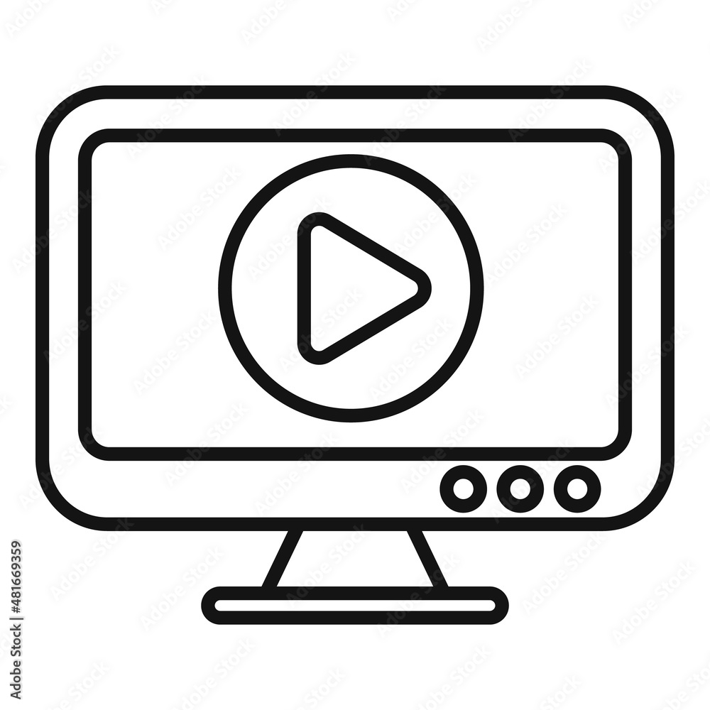 Video play monitor icon outline vector. Online training Video play monitor icon outline vector. Online training