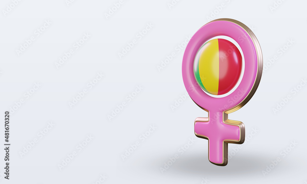 3d women day symbol Mali flag rendering right view 3d women day symbol Mali flag rendering right view