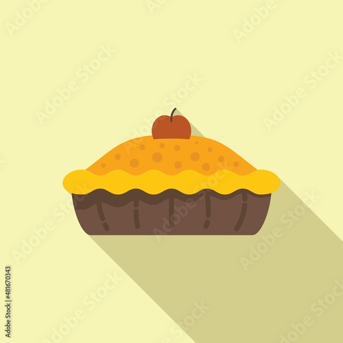 Cute apple pie icon flat vector. Cake dessert