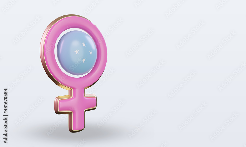 3d women day symbol Micronesia flag rendering left view 3d women day symbol Micronesia flag rendering left view