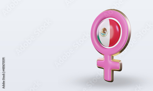 3d women day symbol Mexico flag rendering right view