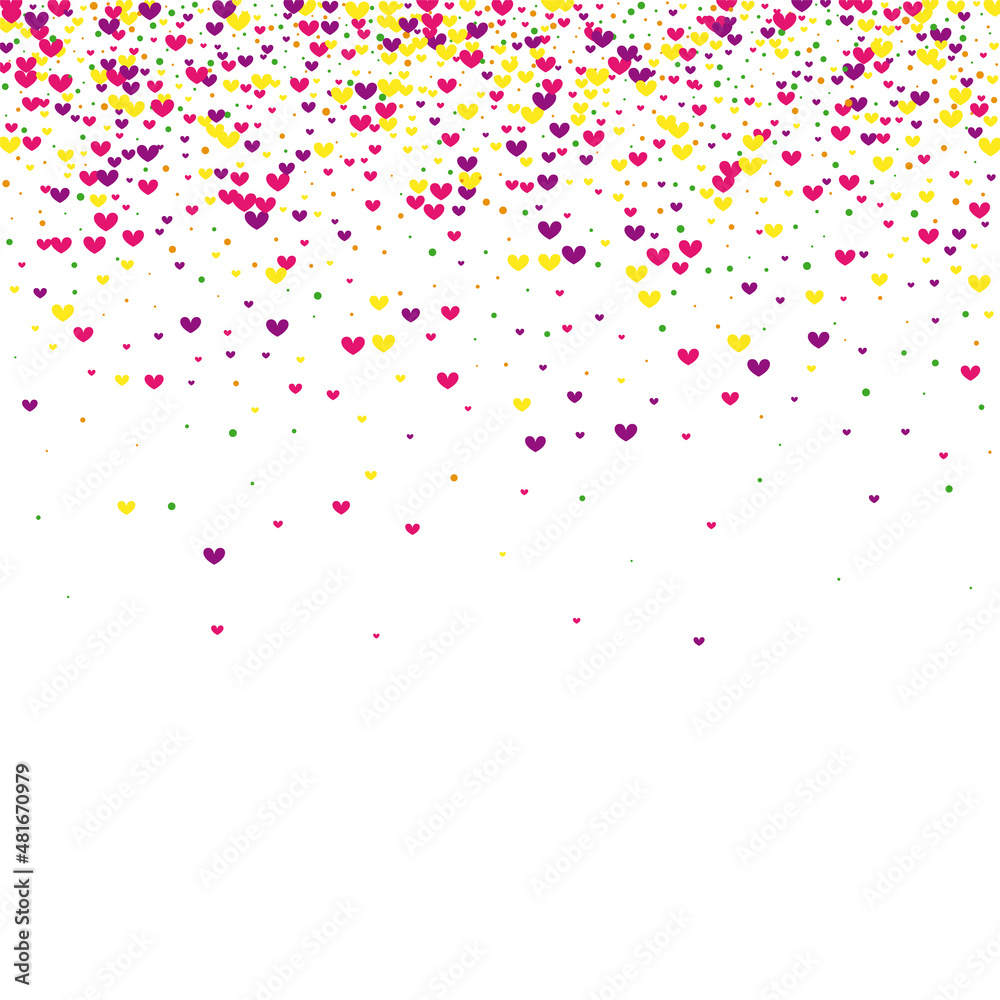 Rose Layout Circle Wallpaper. Purple Anniversary Texture. Yellow Heart Event. Pink Greeting Background. Birthday Illustration.