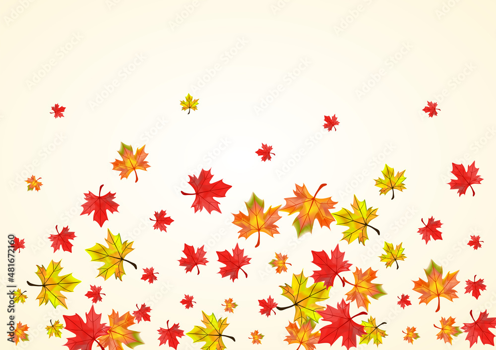 Brown Leaf Background Beige Vector. Leaves Decor Design. Colorful Ground Foliage. Flying Floral Template.