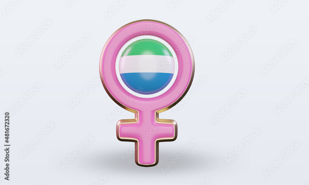3d women day symbol Sierra Leone flag rendering front view 3d women day symbol Sierra Leone flag rendering front view
