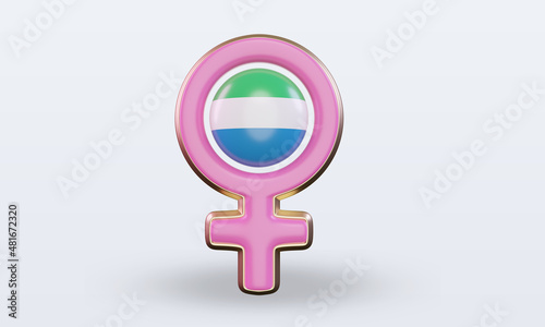 3d women day symbol Sierra Leone flag rendering front view