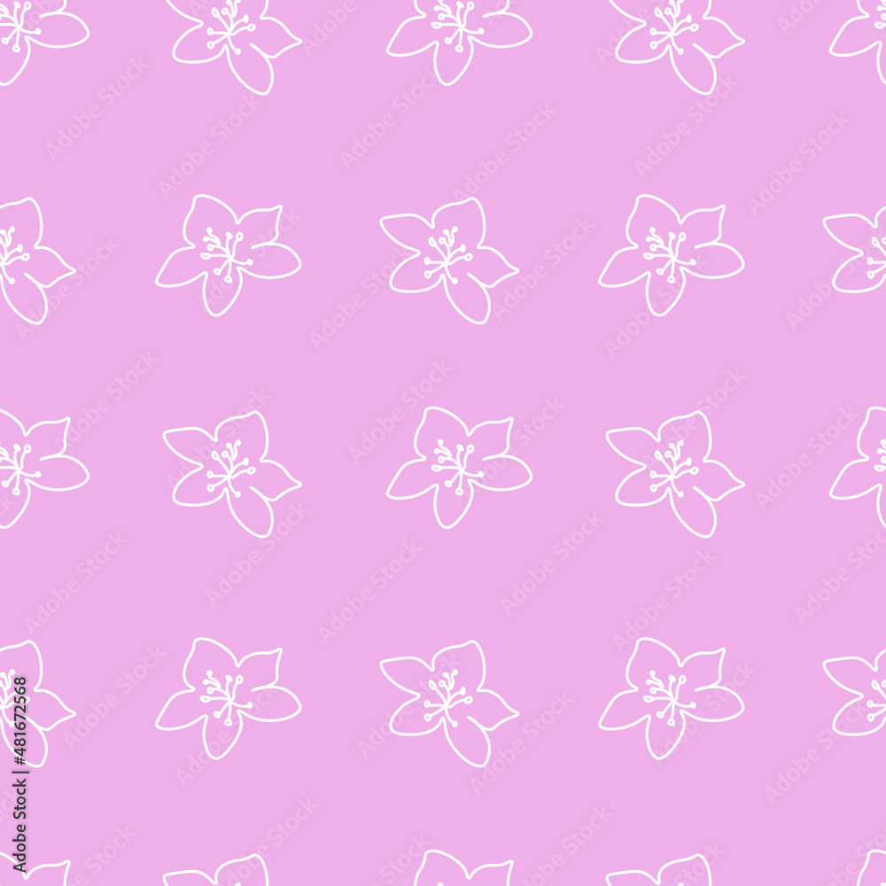 Vector seamless pattern with sakura on pink background. Spring, botanical, floral, festive hand painted print.Design for wrapping paper, textiles, fabric, wallpaper, packaging. Vector seamless pattern with sakura on pink background. Spring, botanical, floral, festive hand painted print.Design for wrapping paper, textiles, fabric, wallpaper, packaging.