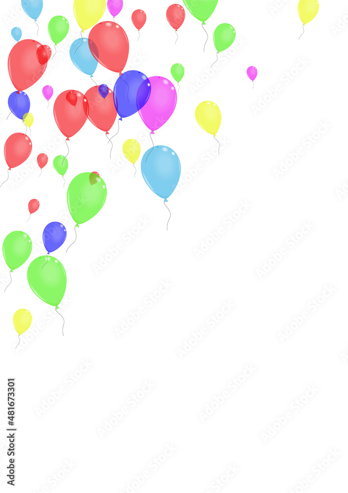 Purple Flying Background White Vector. Balloon Present Card. Multicolor Decoration. Pink Surprise. Helium Falling Background.