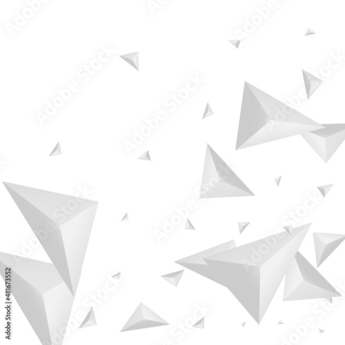 Greyscale Polygon Background White Vector. Fractal Concept Texture. Hoar Creative Template. Crystal Geometric. Grizzly Element Design.