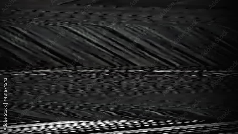Glitch overlay. Analog noise. Old TV channel damage. Logo reveal. Black